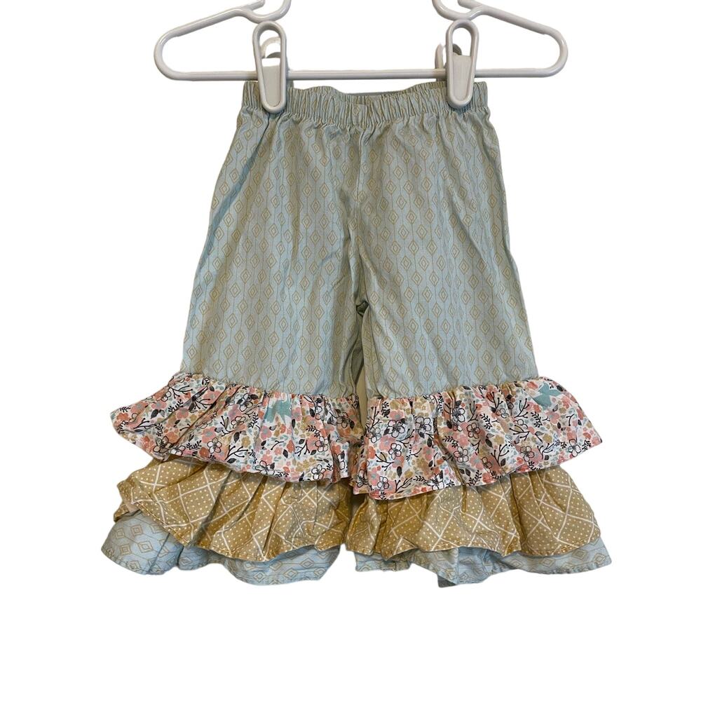 Cheeky Plum ruffled flare pants cotton lightweight multi-colored 12-18mo
